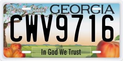 GA license plate CWV9716
