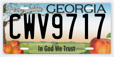 GA license plate CWV9717