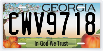 GA license plate CWV9718