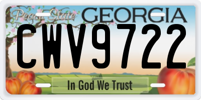 GA license plate CWV9722