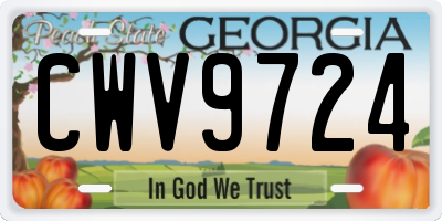 GA license plate CWV9724