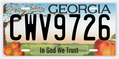 GA license plate CWV9726