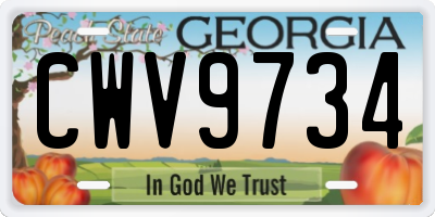 GA license plate CWV9734