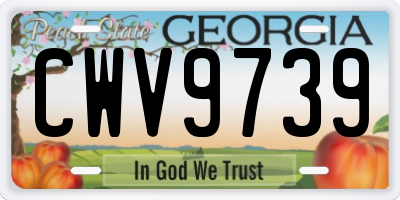 GA license plate CWV9739