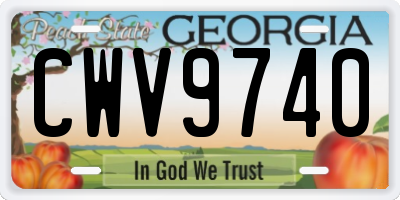 GA license plate CWV9740