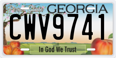 GA license plate CWV9741
