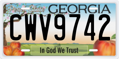 GA license plate CWV9742