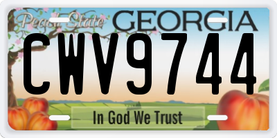 GA license plate CWV9744
