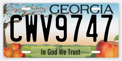 GA license plate CWV9747