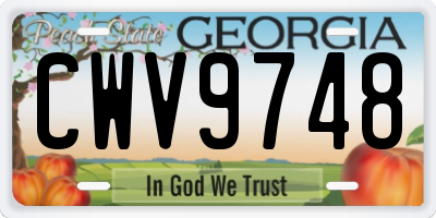 GA license plate CWV9748