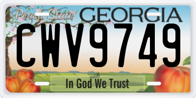 GA license plate CWV9749