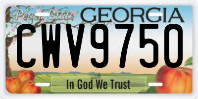 GA license plate CWV9750