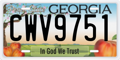 GA license plate CWV9751