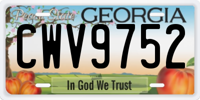 GA license plate CWV9752