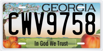 GA license plate CWV9758
