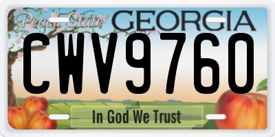 GA license plate CWV9760