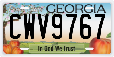 GA license plate CWV9767