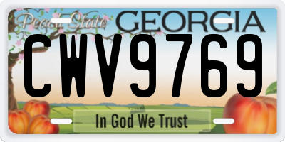 GA license plate CWV9769
