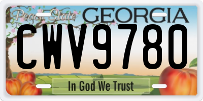 GA license plate CWV9780