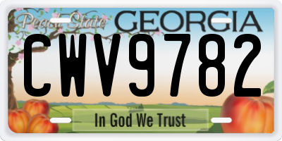 GA license plate CWV9782