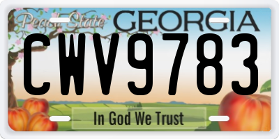 GA license plate CWV9783