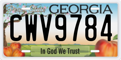 GA license plate CWV9784