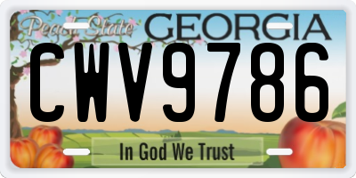 GA license plate CWV9786