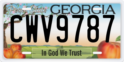GA license plate CWV9787