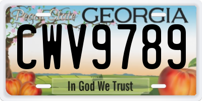 GA license plate CWV9789