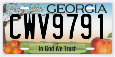 GA license plate CWV9791