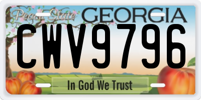 GA license plate CWV9796