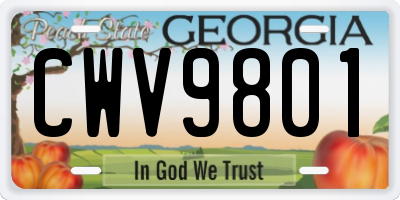 GA license plate CWV9801