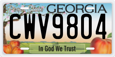 GA license plate CWV9804