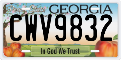 GA license plate CWV9832