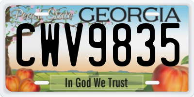 GA license plate CWV9835