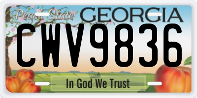 GA license plate CWV9836