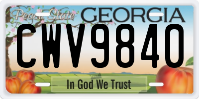 GA license plate CWV9840