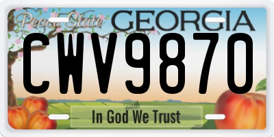 GA license plate CWV9870