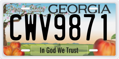 GA license plate CWV9871