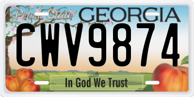 GA license plate CWV9874