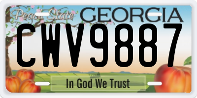 GA license plate CWV9887
