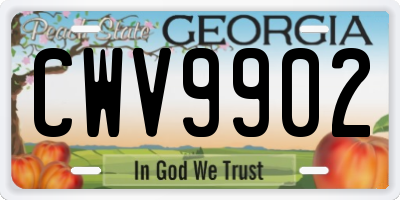 GA license plate CWV9902