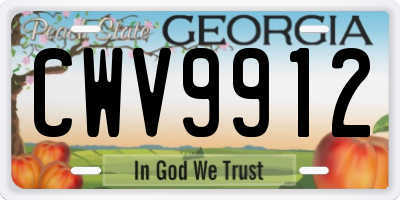 GA license plate CWV9912