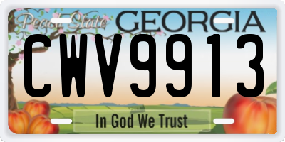 GA license plate CWV9913