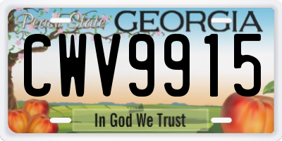 GA license plate CWV9915