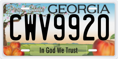 GA license plate CWV9920