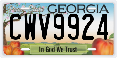 GA license plate CWV9924