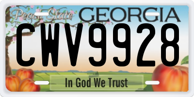 GA license plate CWV9928