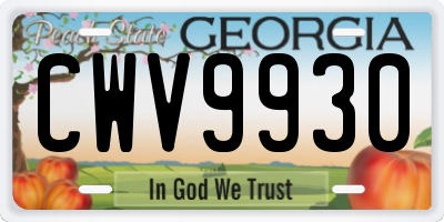 GA license plate CWV9930