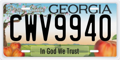 GA license plate CWV9940